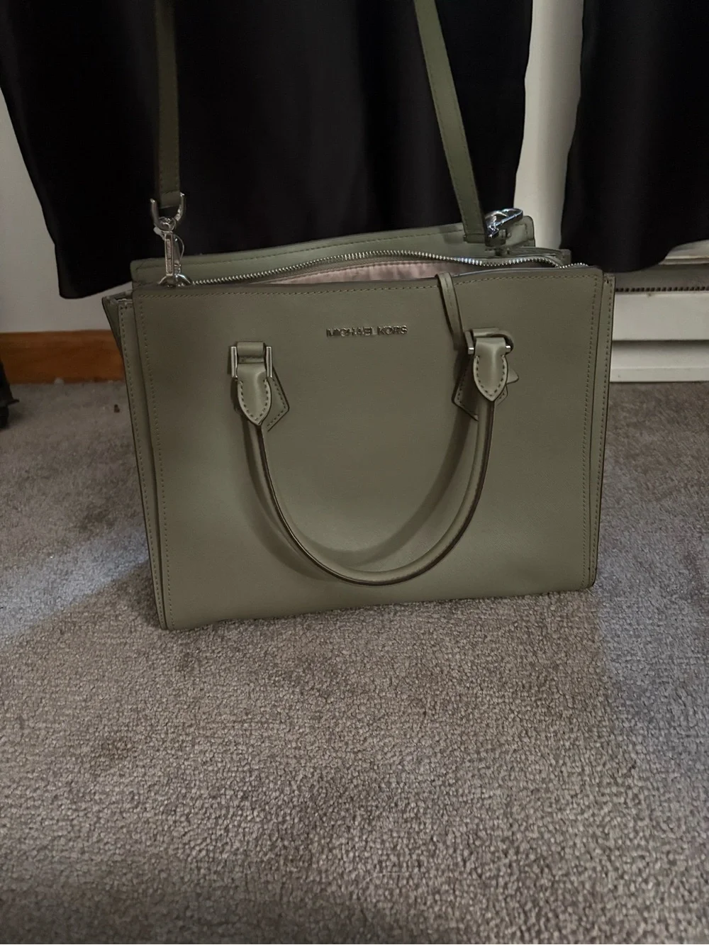 Michael Kors Olive Satchel with Detachable Strap